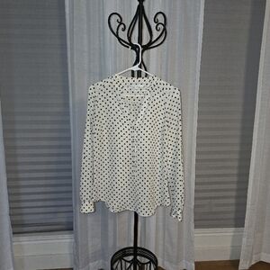 Lauren Conrad Polka Dot Blouse - White and Black Small